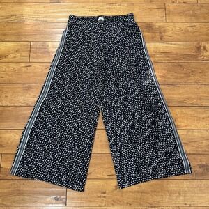 NWT MAX STUDIO LONDON Black Swirl Palazzo Ankle Pants Sz L Wide Leg Boho Cottage